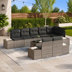 Garden Sofa Set Dimensions: Modular Grey Poly Rattan