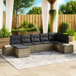 7-Piece Garden Sofa Set: Grey Rattan, Modular Design