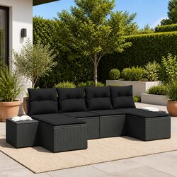 4-Piece Garden Sofa Set: Black Poly Rattan Furniture