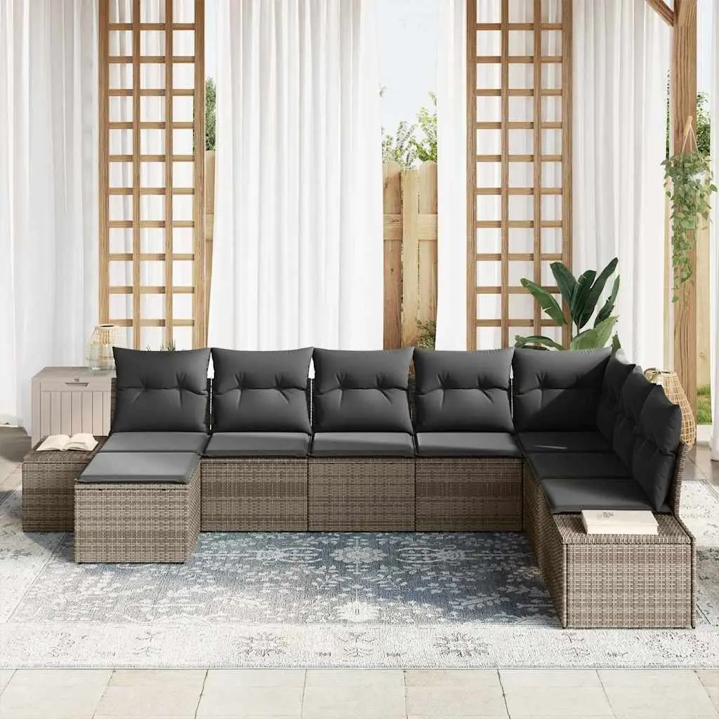 8-Piece Grey Modular Garden Sofa Set