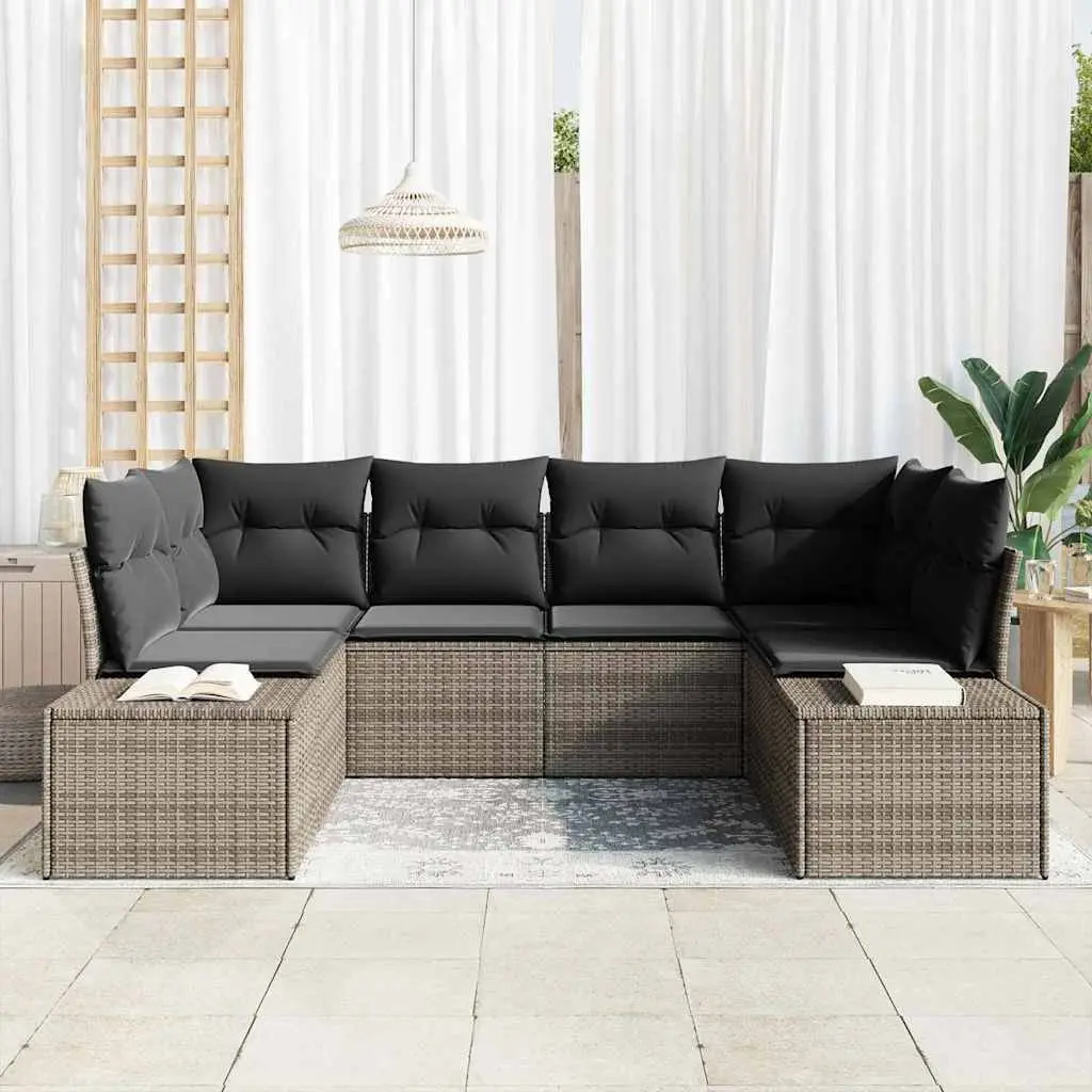 Modular Garden Sofa Set Outdoor Use 6 Pieces Grey