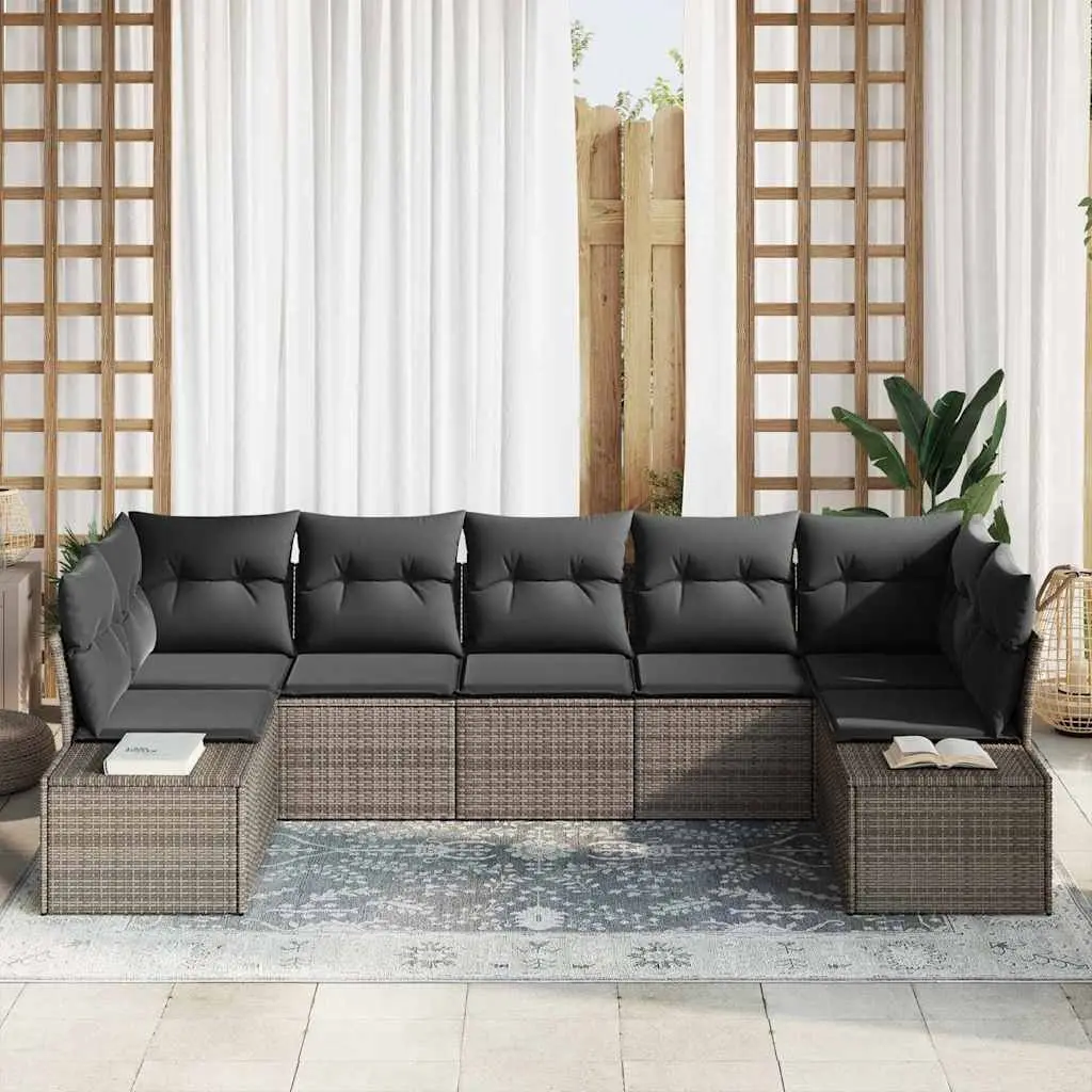 7-Piece Grey Garden Sofa Set with Storage Solutions