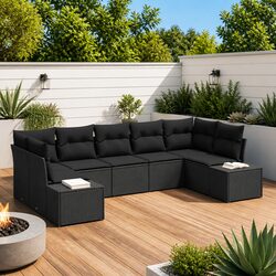 7-Piece Modular Black Outdoor Sofa Set Specifications