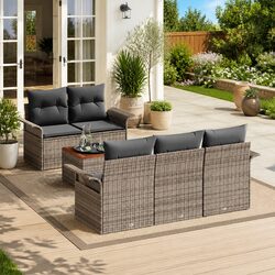 Specifications of 6-Piece Modular Grey Garden Sofa Set