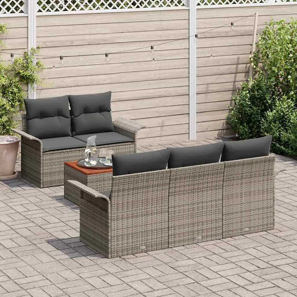 6-Piece Modular Grey Garden Sofa Set