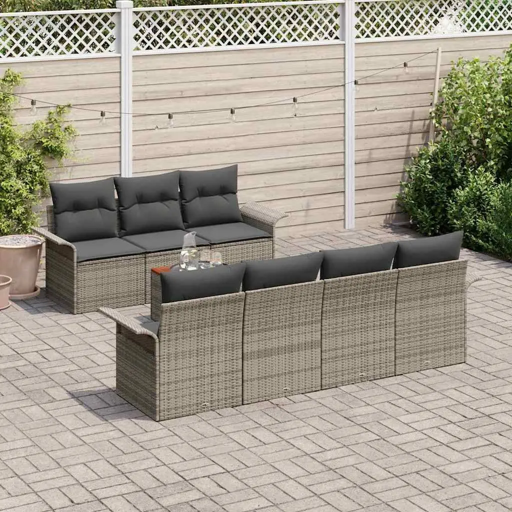 Garden Sofa Set 8 Piece Modular Outdoor Seating with Storage Bag Grey