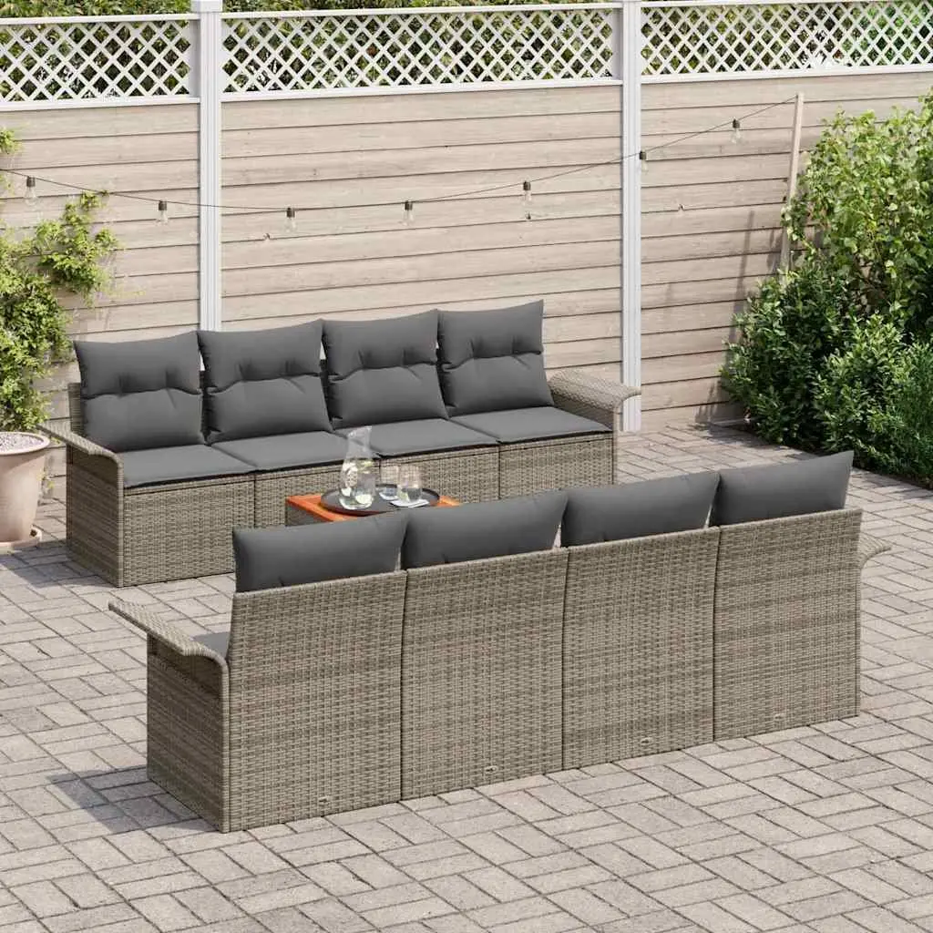 9-Piece Grey Rattan Sofa Set