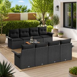 9-Piece Modular Garden Sofa Set: Poly Rattan & Acacia