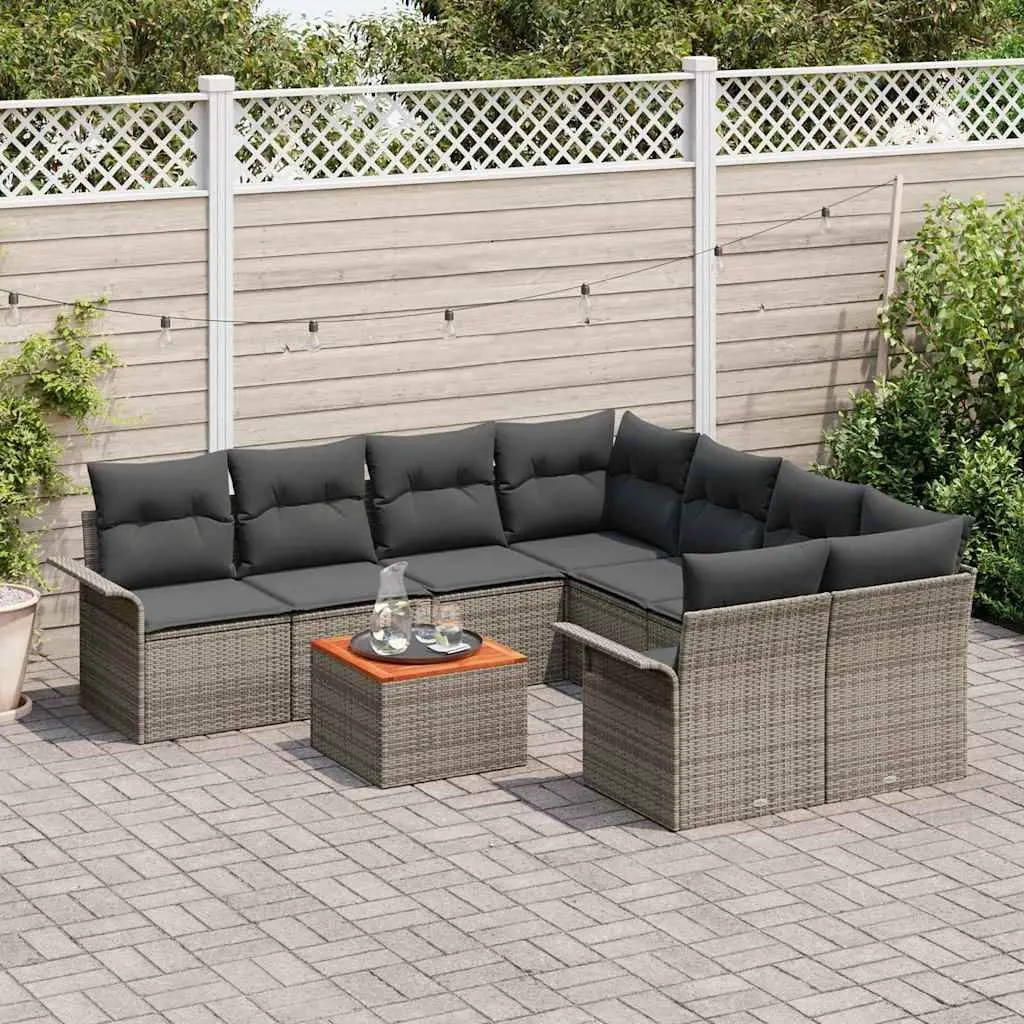 Outdoor Garden Sofa Set 9 Pieces Modular Seating with Storage Grey