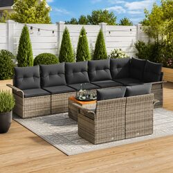 Specifications of 9-Piece Outdoor Sofa Set: Grey Rattan