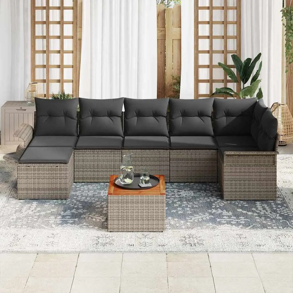 Garden Sofa Set Outdoor Seating 8 Piece Grey Poly Rattan Modular Lounge
