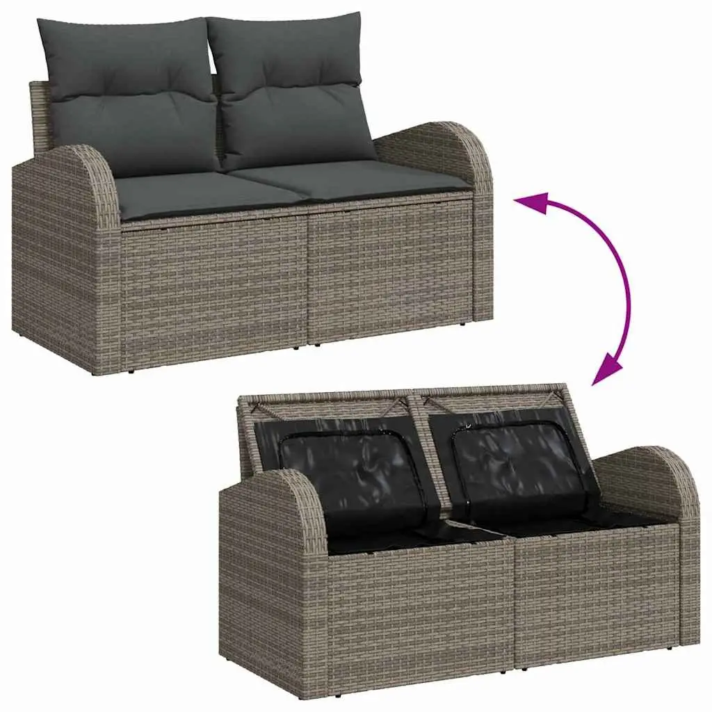 Modular Garden Sofa Set 5 Pieces Outdoor Furniture Grey Poly Rattan for Patio or Terrace
