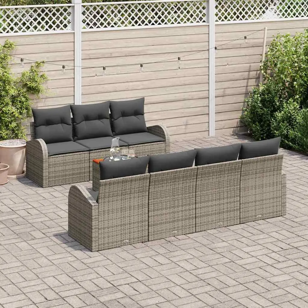 Modular Garden Sofa Set 8 Piece Grey Outdoor Furniture