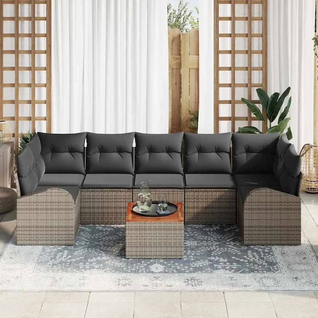 8-Piece Grey Outdoor Sofa Set