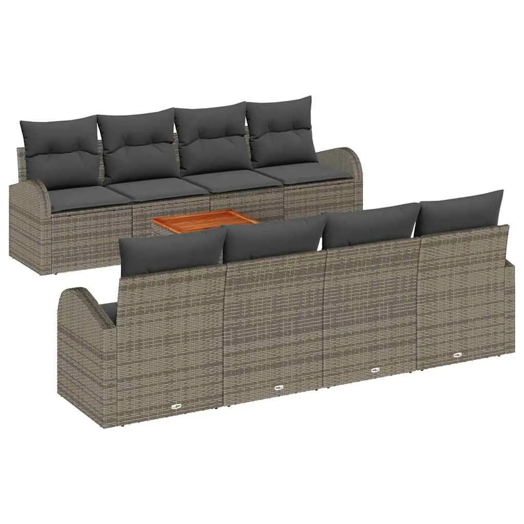 Modular Garden Sofa Set Outdoor Living 9 Piece Grey Poly Rattan Furniture with Storage