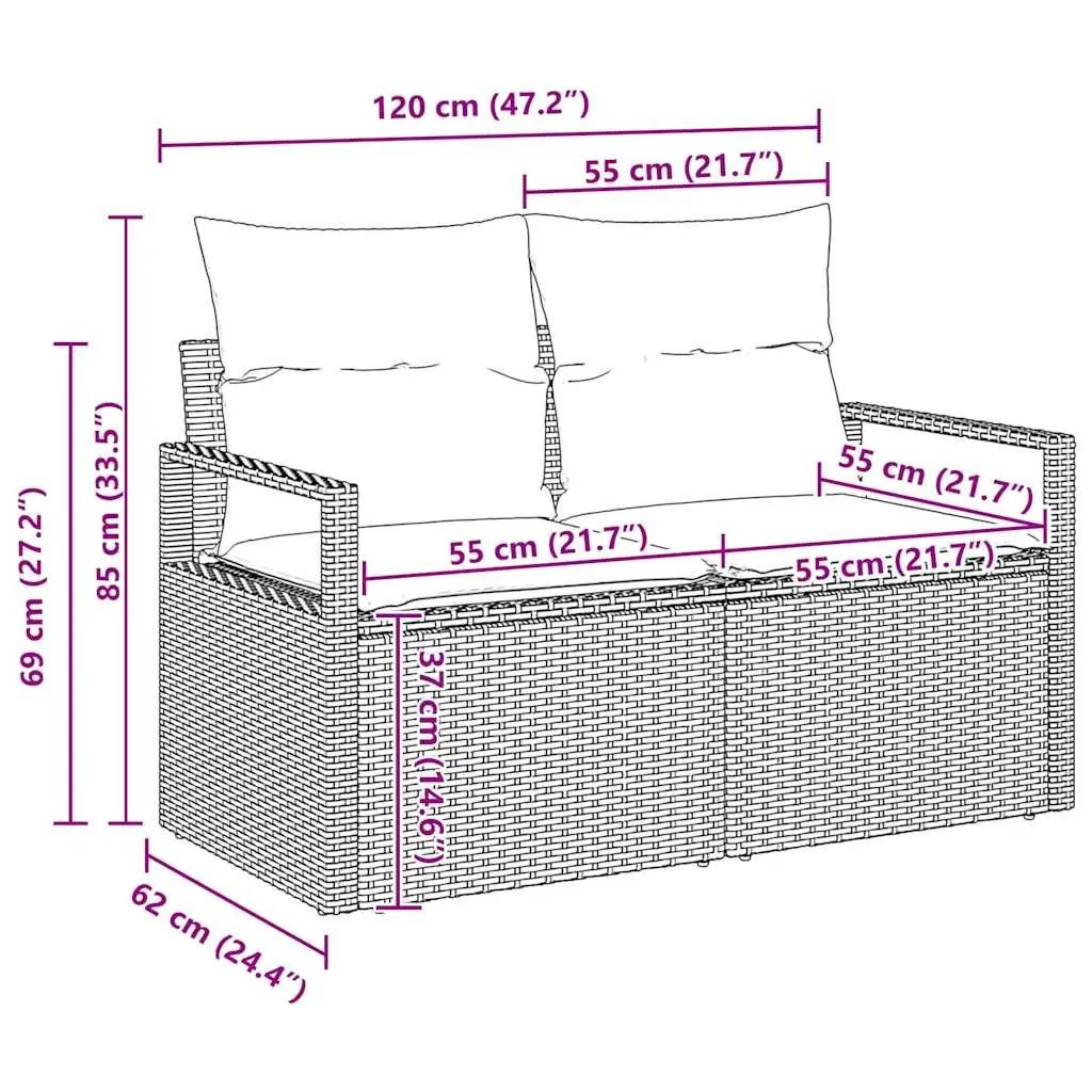 Modular Garden Sofa Set for Outdoor Use 5 Piece Grey Poly Rattan with Storage