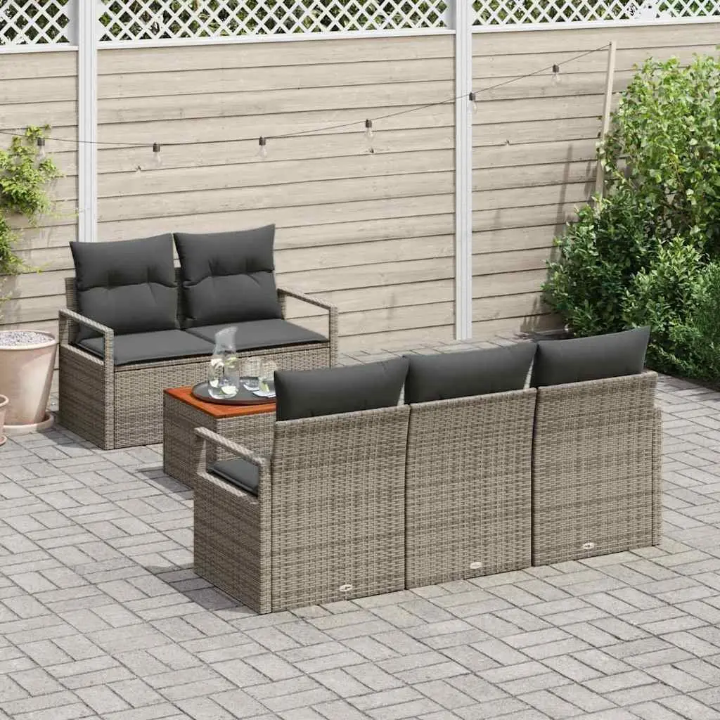 6-Piece Grey Modular Outdoor Sofa Set