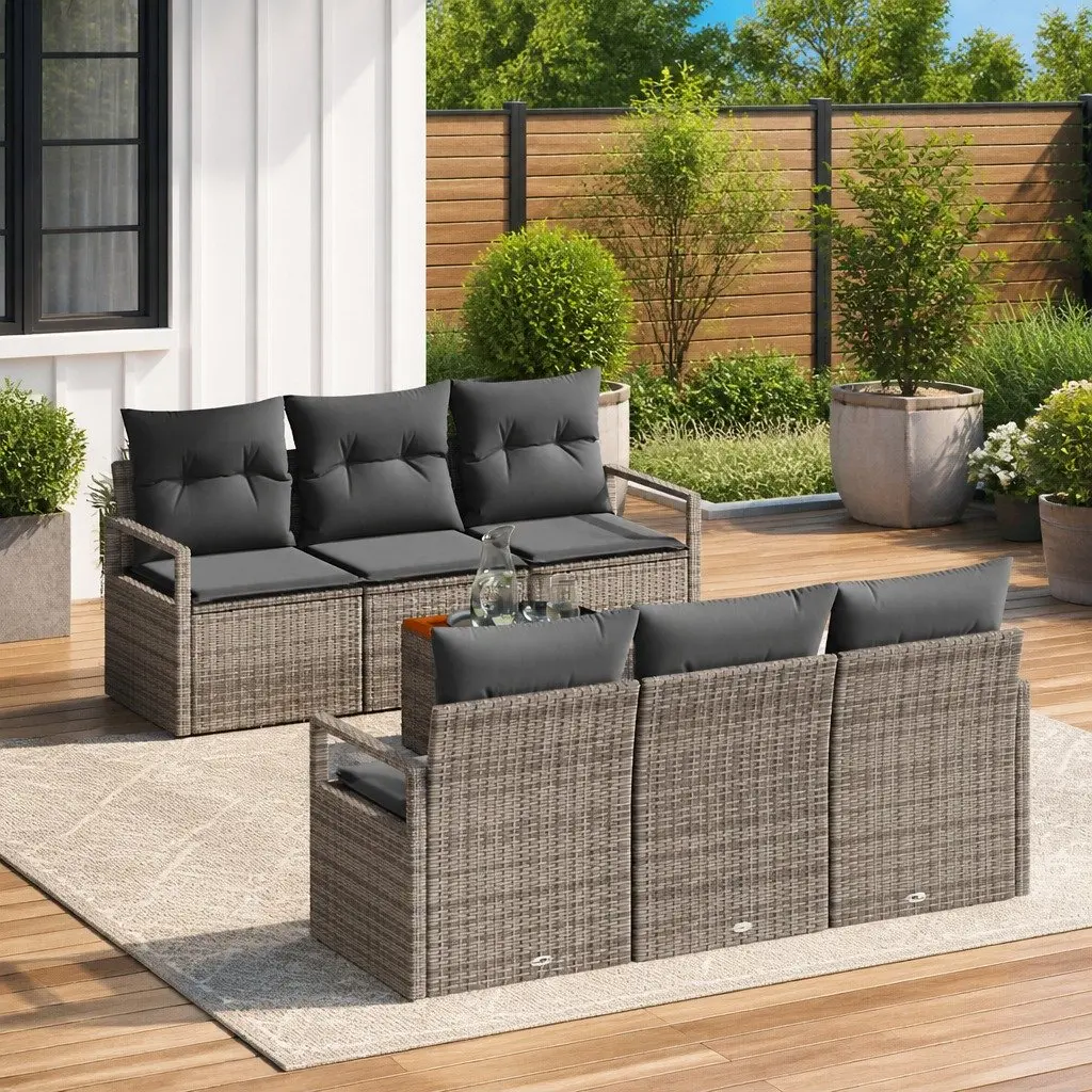 Garden Sofa Set 7 Piece Outdoor Furniture Modular Lounge with Storage Grey