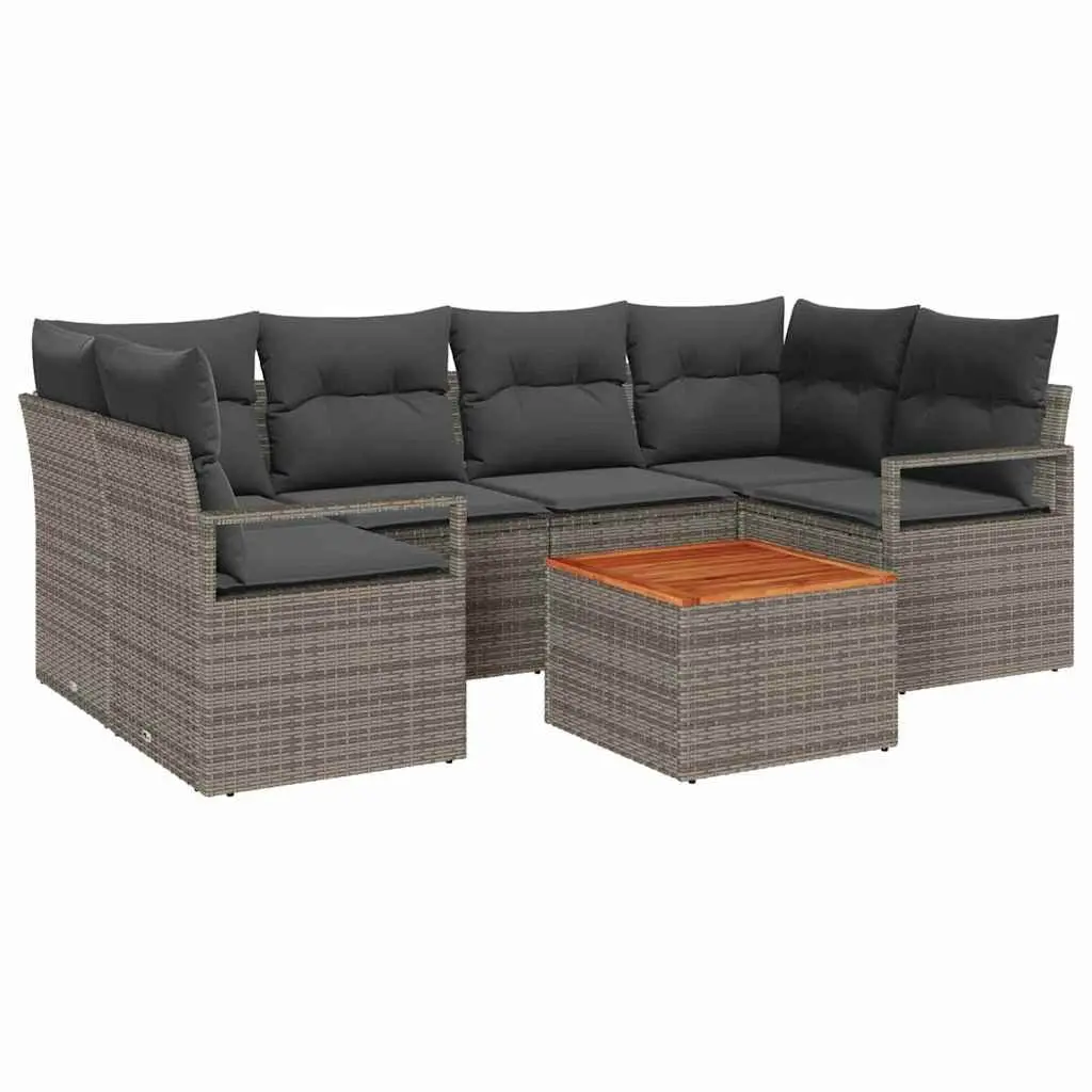 Modular Garden Sofa Set with Storage 7 Pieces Grey Outdoor Furniture Patio