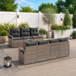 8-Piece Garden Sofa Set: Grey Poly Rattan and Steel