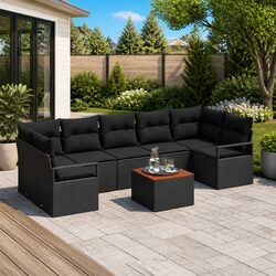 Specifications of 8-Piece Black Outdoor Sofa Set