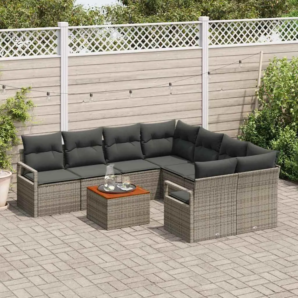 Garden Sofa Set 9 Pieces Outdoor Furniture Modular Lounge Seating Grey