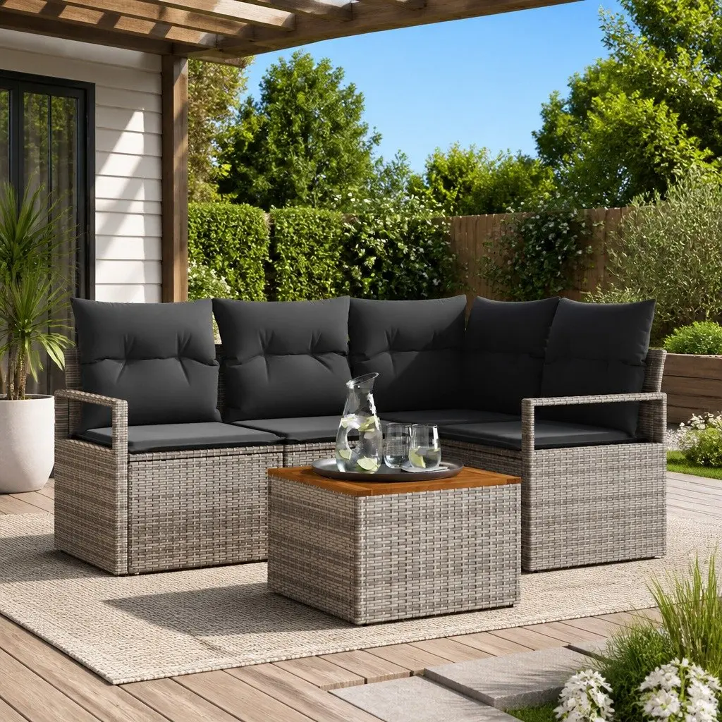5-Piece Grey Modular Garden Sofa Set