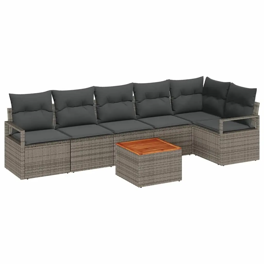 Garden Sofa Set Outdoor Modular Lounge Grey 7 Piece Poly Rattan Patio Furniture