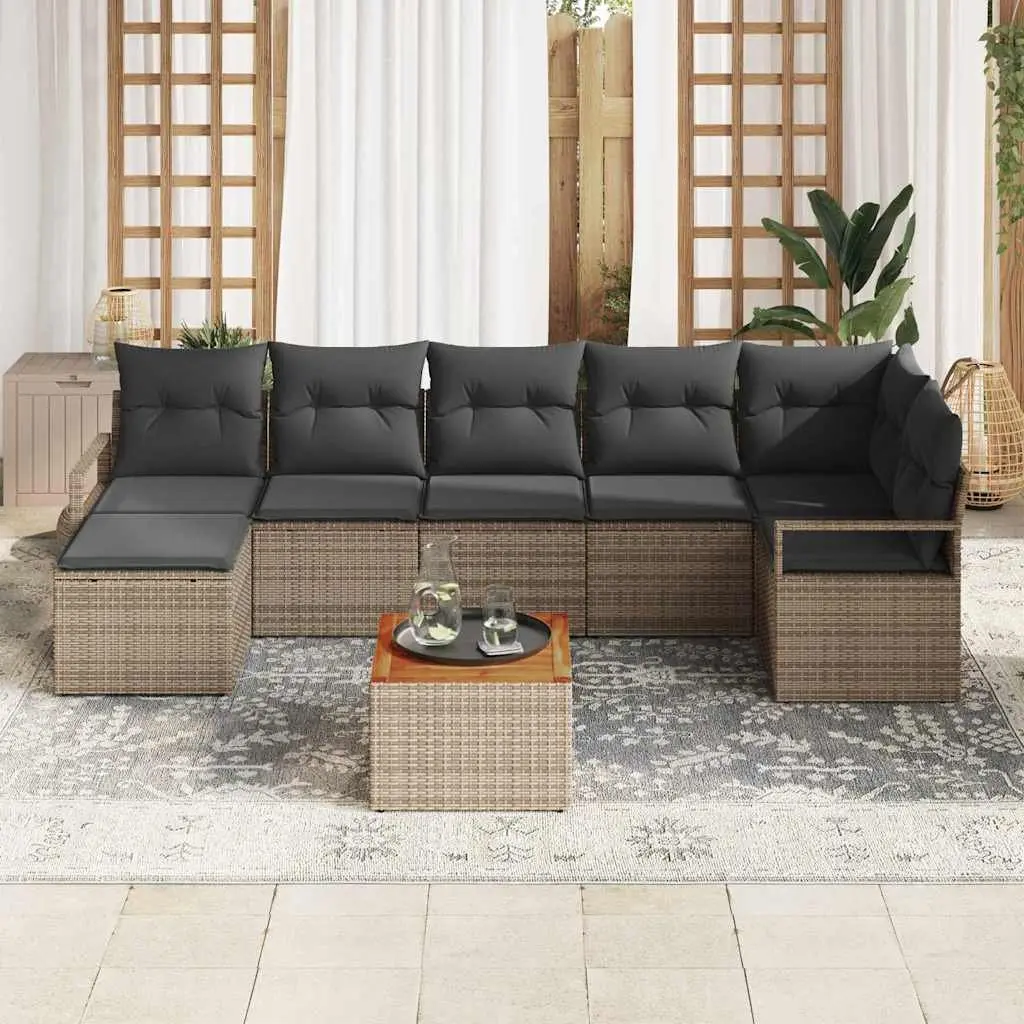 Modular Garden Sofa Set Outdoor 9 Pieces Grey Poly Rattan Furniture