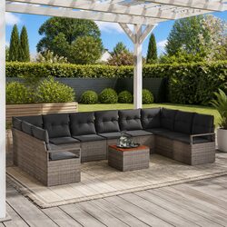 11-Piece Modular Grey Outdoor Sofa Set - Specs and Details