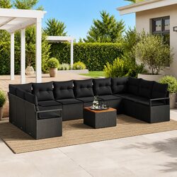 11-Piece Outdoor Sofa Set: Acacia Frame & Rattan Design