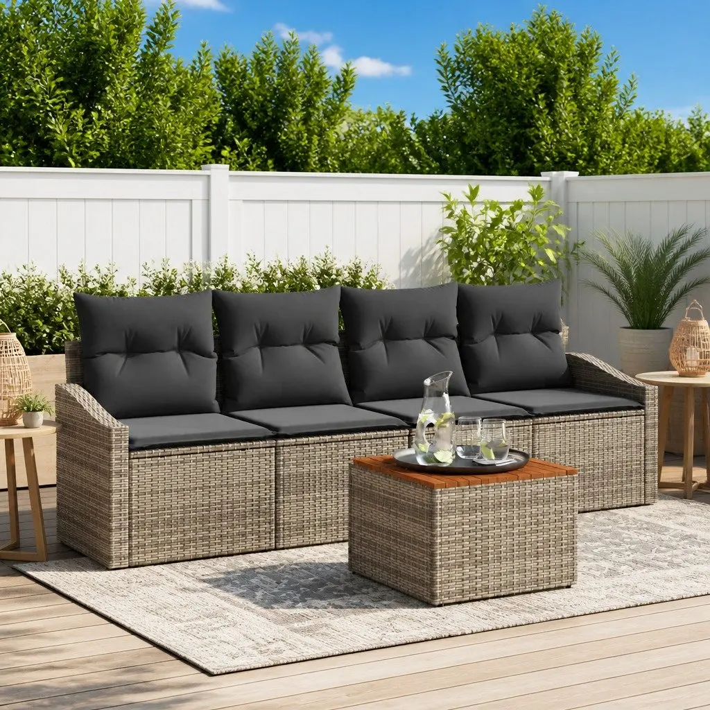 Garden Sofa Set Outdoor 5 Piece Modular Poly Rattan Seating