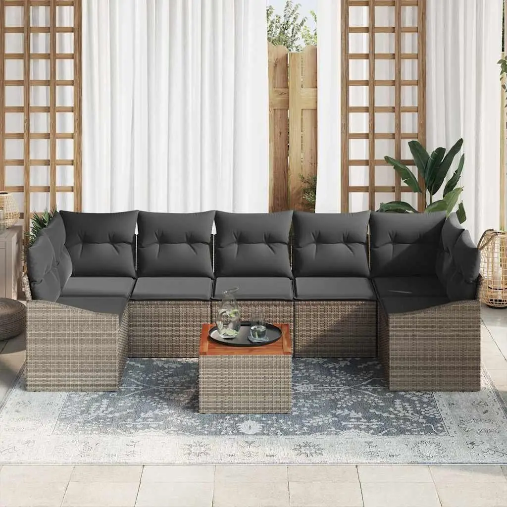 Outdoor Garden Sofa Set 8 Piece Modular Seating Grey