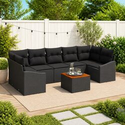 Garden Sofa Set Specifications: 8-Piece Modular Black