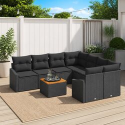 9-Piece Modular Garden Sofa Set with Storage Table Outdoor Seating Black