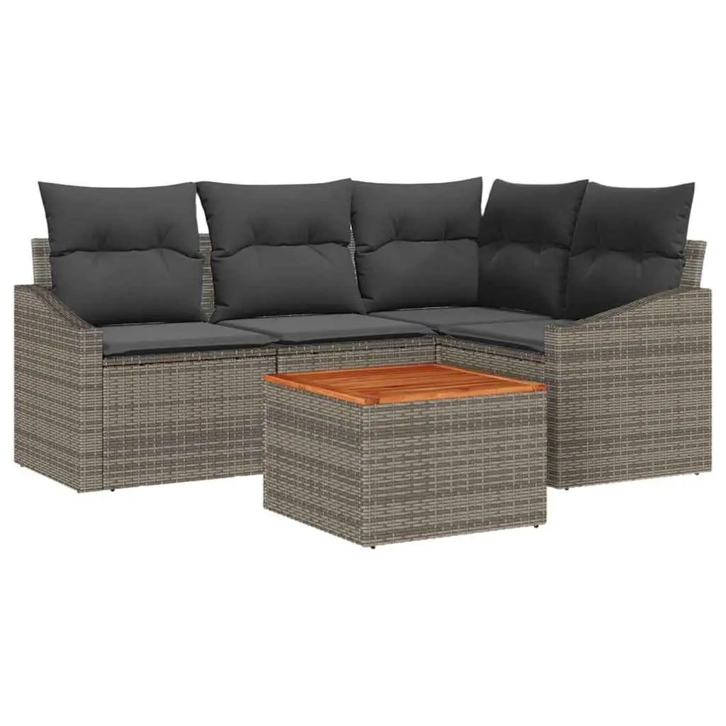 Garden Sofa Set Outdoor Use 5 Piece Grey Poly Rattan