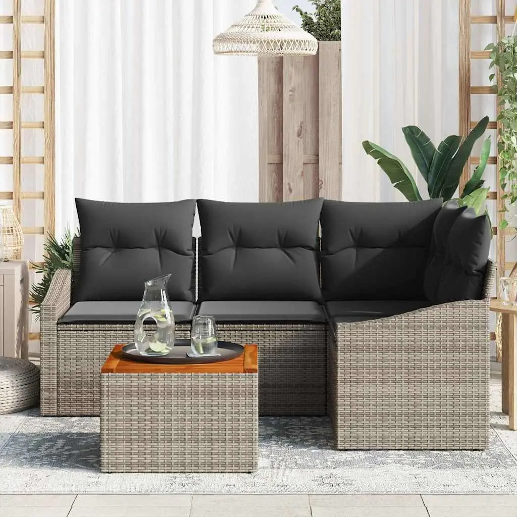 Garden Sofa Set Outdoor Use 5 Piece Grey Poly Rattan