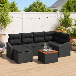Outdoor Garden Sofa Set 7 Piece Modular Rattan Furniture Lounge with Storage
