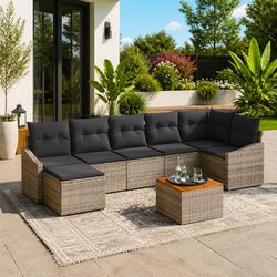 8-Piece Garden Sofa Set - Modular Design with Storage