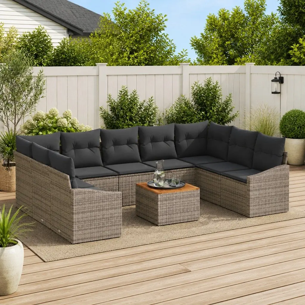 10 Piece Grey Modular Garden Sofa Set