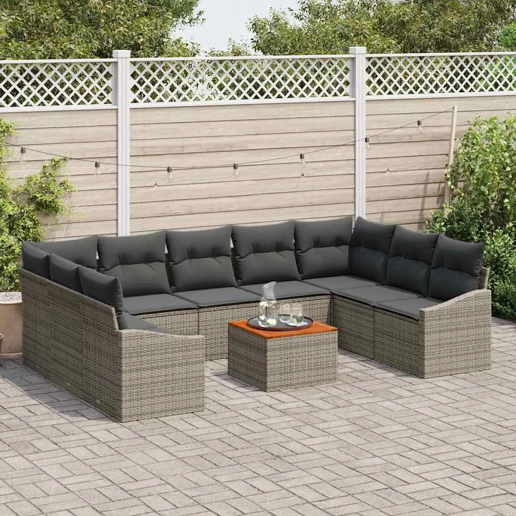 10 Piece Grey Modular Garden Sofa Set