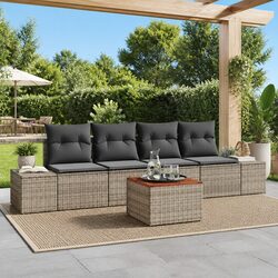 5-Piece Grey Rattan Outdoor Sofa Set Specifications