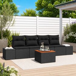 5-Piece Black Poly Rattan Modular Garden Sofa Specifications