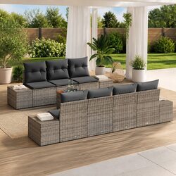 8-Piece Modular Garden Sofa Set with Dimensions and Materials