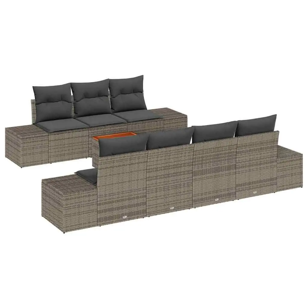 Garden Sofa Set 8pc Modular Outdoor Furniture Grey Poly Rattan with Storage Bag