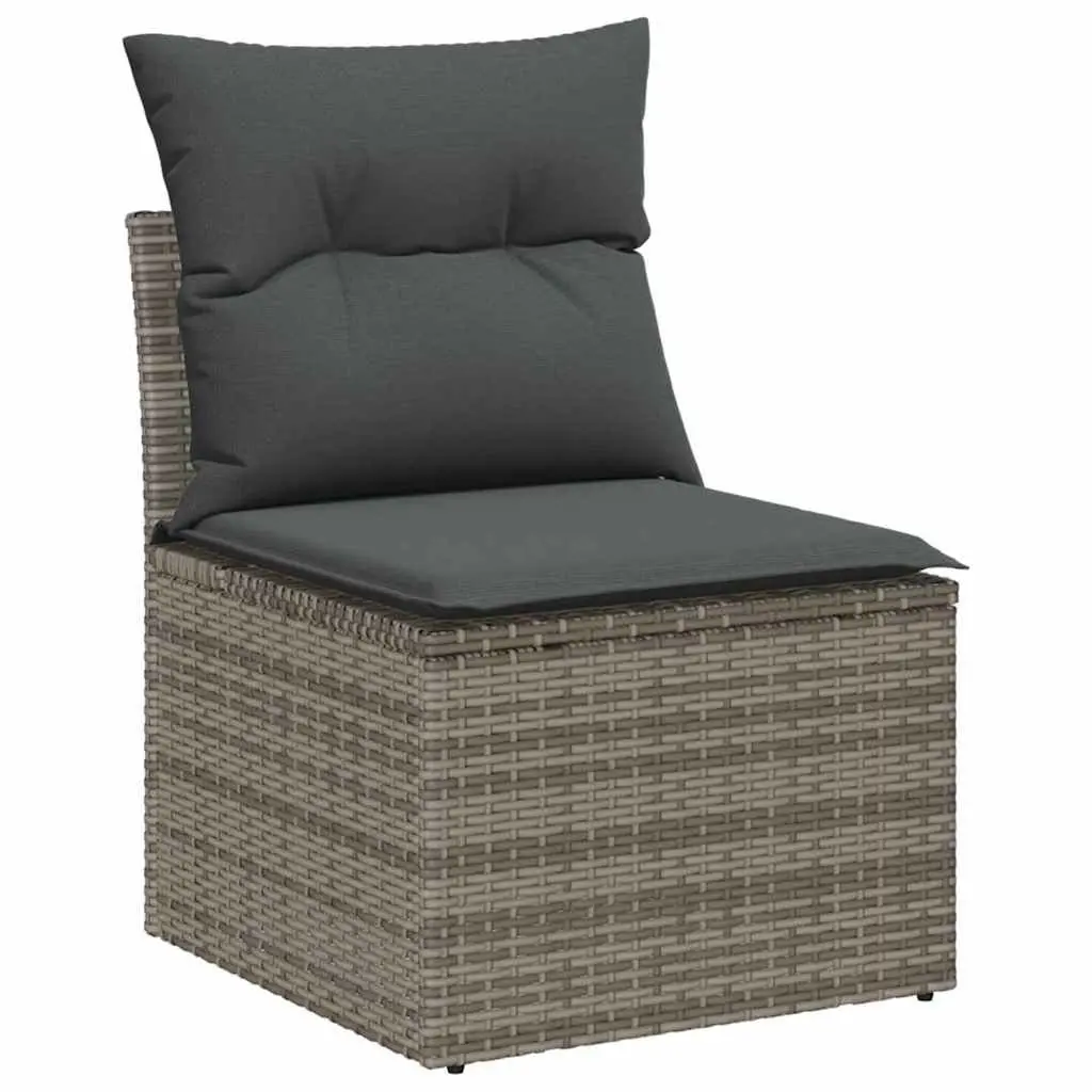 Garden Sofa Set 8pc Modular Outdoor Furniture Grey Poly Rattan with Storage Bag