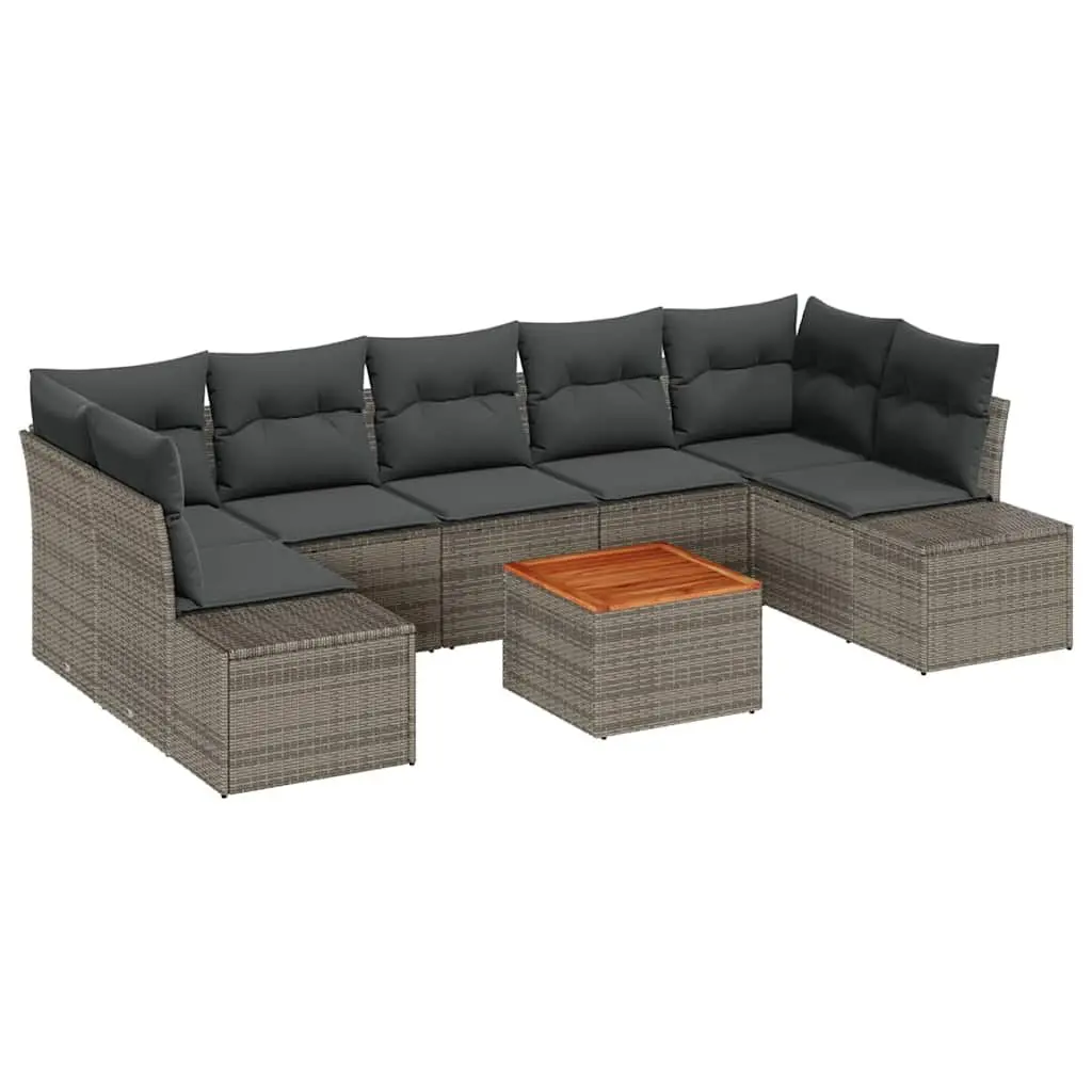 Modular Garden Sofa Set 8 Pieces Outdoor Furniture Grey Poly Rattan