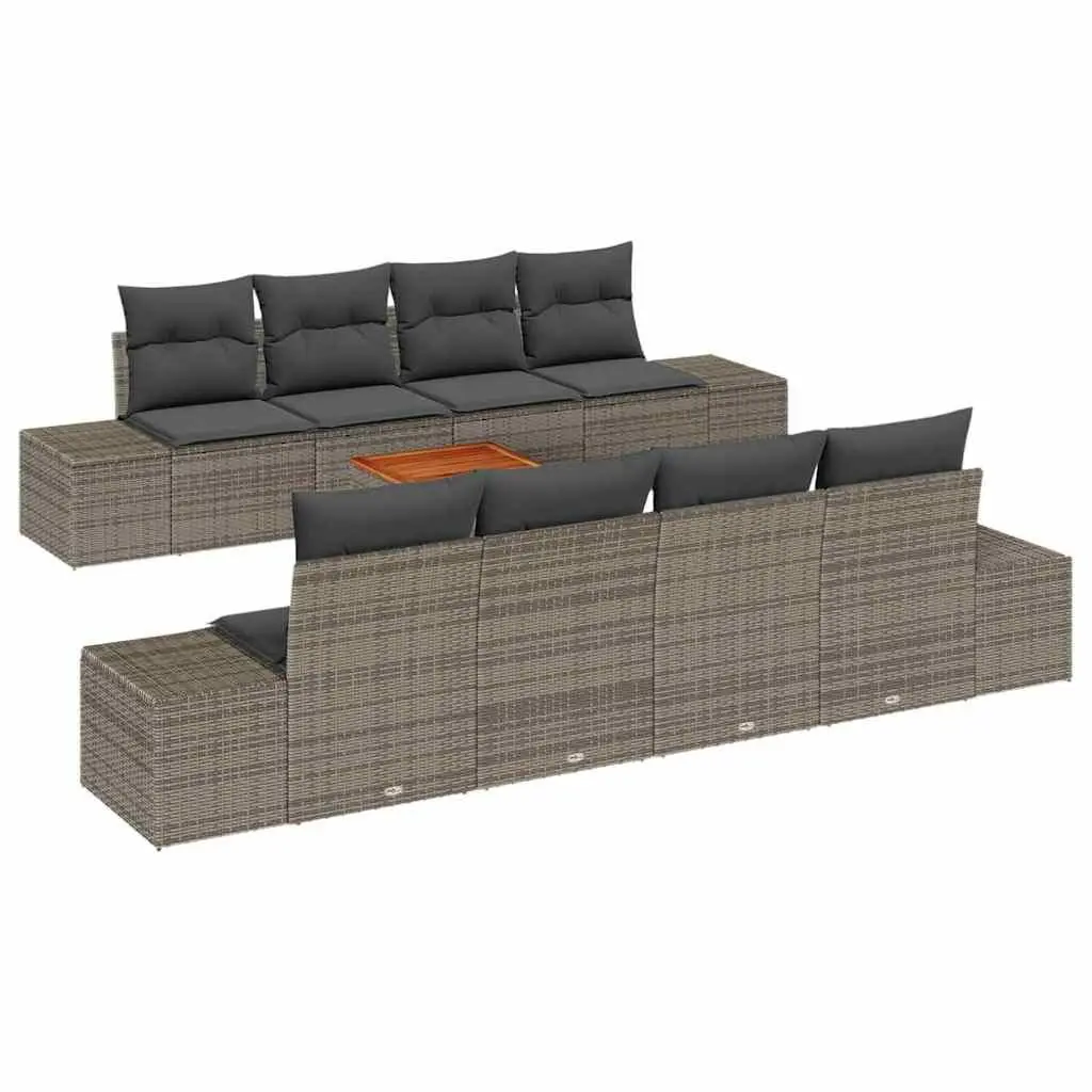 Modular Garden Sofa Set Outdoor Furniture 9 Piece Poly Rattan Grey Patio