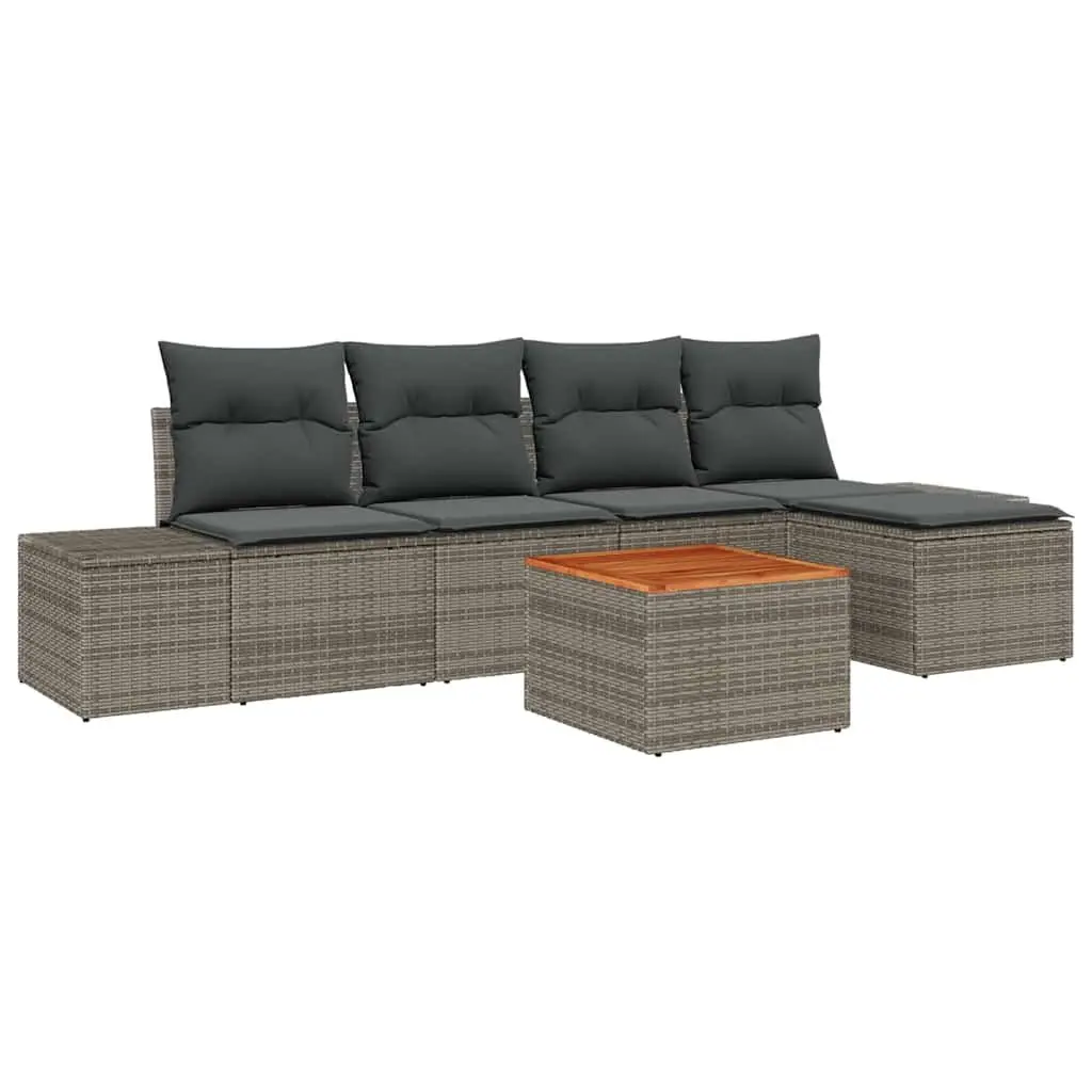 Garden Sofa Set 6 Piece Outdoor Furniture Modular Seating Grey Poly Rattan