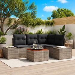 5-Piece Modular Garden Sofa Set with Poly Rattan and Wood